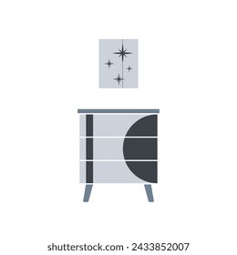 Icono de mesita de noche en estilo de color plano. Muebles de noche interior