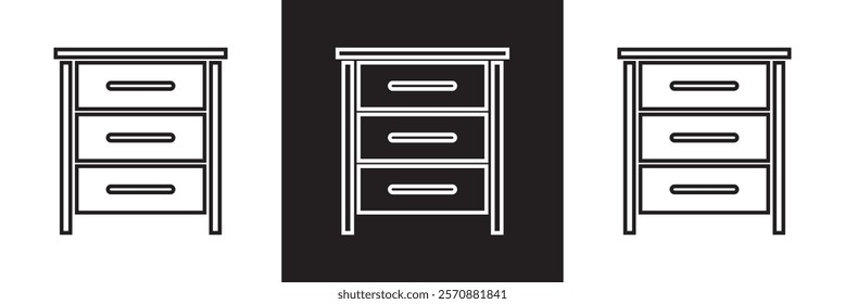 Nightstand  icon.  isolated on white and black background. vector illustration. EPS 10

