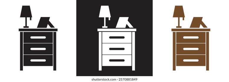 Nightstand  icon.  isolated on white and black background. vector illustration. EPS 10
