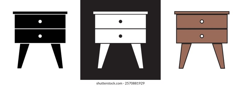 Nightstand  icon.  isolated on white and black background. vector illustration. EPS 10
