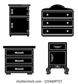 Nightstand icon set. Simple set of nightstand vector icons for web design on white background