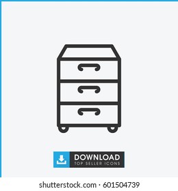 nightstand icon. simple outline nightstand vector icon. on white background.