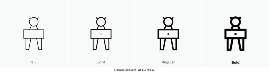 Nightstand icon. Thin, Light Regular And Bold style design isolated on white background