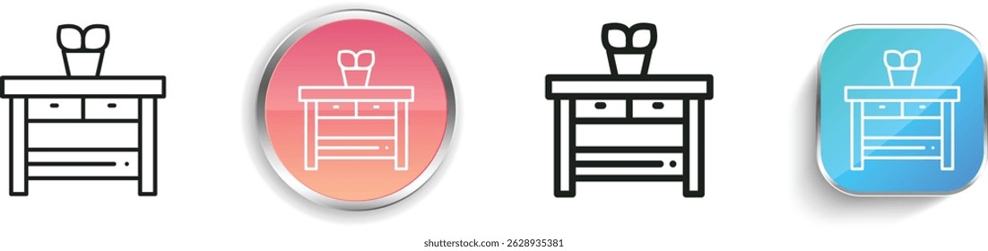 nightstand icon. Thin Linear, Regular and Button Style Design Isolated On White Background