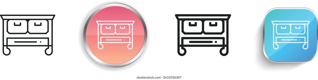nightstand icon. Thin Linear, Regular and Button Style Design Isolated On White Background