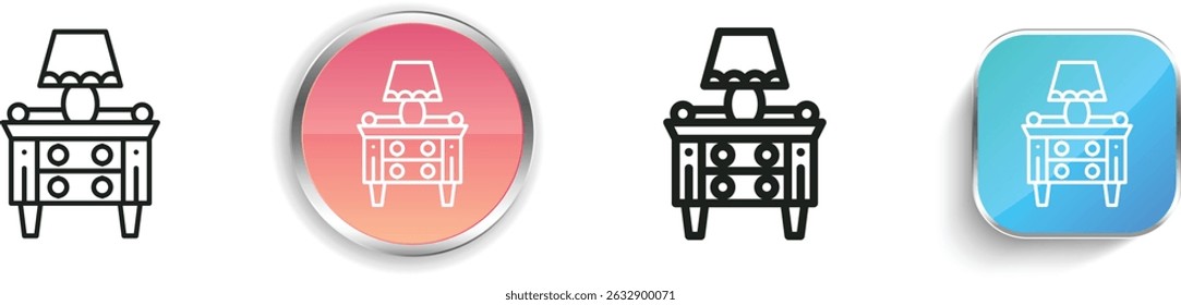 Ícone do criado-mudo. Design fino, linear, regular e estilo botão isolado no fundo branco