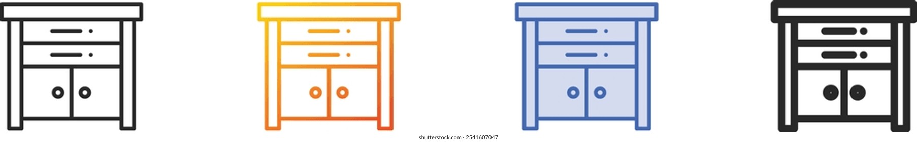 nightstand icon.Thin Linear, Gradient, Blue Stroke and bold Style Design Isolated On White Background