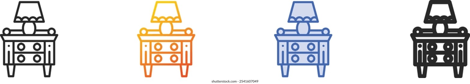 nightstand icon.Thin Linear, Gradient, Blue Stroke and bold Style Design Isolated On White Background