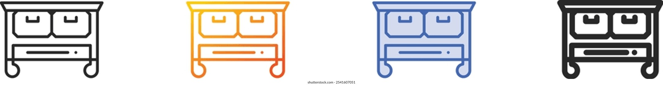 nightstand icon.Thin Linear, Gradiente, Blue Stroke e bold Style Design Isolado no fundo branco