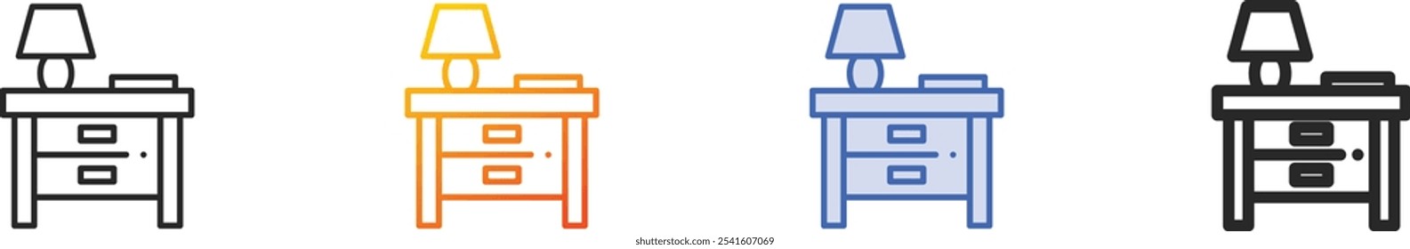 nightstand icon.Thin Linear, Gradient, Blue Stroke and bold Style Design Isolated On White Background