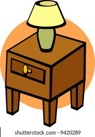 nightstand and lamp