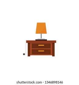 Nightstand with lamp cartoon vector on a white background