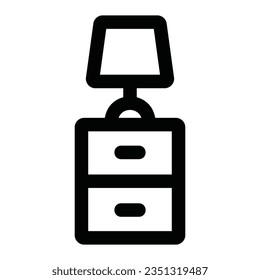 Nightstand with lamp simple line icon. Pixel perfect