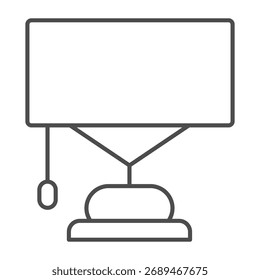 Icono de línea delgada de la lámpara de mesa de noche, concepto de lámpara interior. Gráficos de Vector. Signo de la lámpara en el fondo blanco, icono del estilo del contorno para el móvil o el Diseño web
