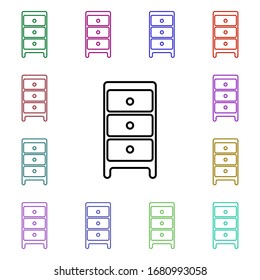 Nightstand line multi color style icon. Simple thin line, outline vector of home things icons for ui and ux, website or mobile application