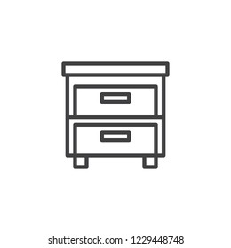 Nightstand outline icon. linear style sign for mobile concept and web design. Drawer simple line vector icon. Symbol, logo illustration. Pixel perfect vector graphics