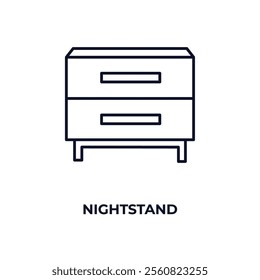 nightstand outline icon. Linear vector from hotel concept. Thin line nightstand icon isolated on white background