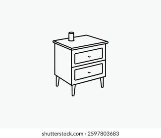 nightstand outline vector art black color illustration design