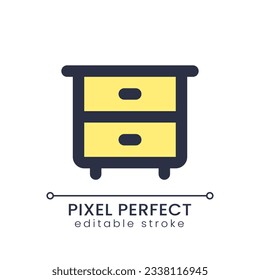 Nightstand pixel perfect RGB color ui icon. Bedroom arrangement. Simple filled line element. GUI, UX design for mobile app. Vector isolated pictogram. Editable stroke. Poppins font used