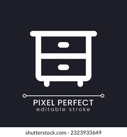 Icono de ui lineal blanco perfecto para el tema oscuro. Alojamiento en la habitación. Pictograma de la línea del vector. Símbolo de interfaz de usuario aislado para el modo nocturno. Trazo editable. Fuente de Poppins utilizada