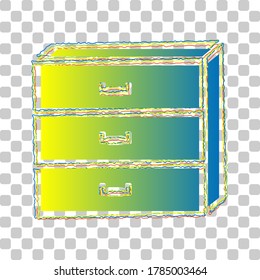 Nightstand sign. Blue to green gradient Icon with Four Roughen Contours on stylish transparent Background. Illustration.