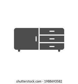 nightstand silhouette vector icon isolated on white. bedside table furniture icon for web, mobile apps, ui design and print