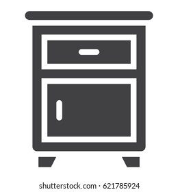 Nightstand solid icon, Furniture and interior element, vector graphics, a filled pattern on a white background, eps 10.