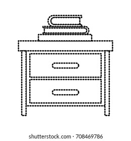 nightstand with stack books dotted silhouette on white background vector illustration