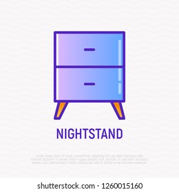Nightstand thin line icon. Modern vector illustration of furniture, element of interior.