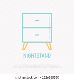 Nightstand thin line icon. Modern vector illustration of furniture, element of interior.