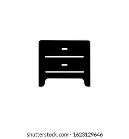 Nightstand vector icon, bedroom nightstand. Isolated on white background.