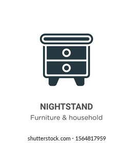 Nightstand vector icon on white background. Flat vector nightstand icon symbol sign from modern furniture & household collection for mobile concept and web apps design.