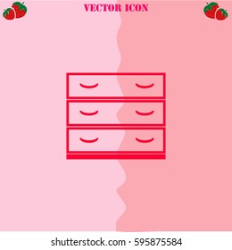 Nightstand vector  icon. Strawberry Background.