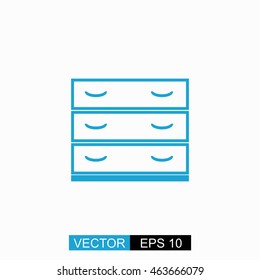 Nightstand vector. Isolated blue icon on white background.