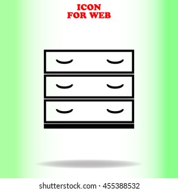 Nightstand web icon. Black illustration on white background