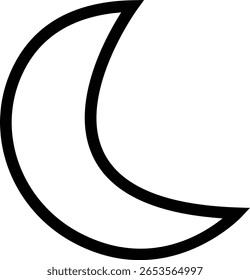 Nighttime icon, views: moon outside, starry sky, distant lights, Sleep. Rest, bed, pillow, pictogram silhouette, do not disturb silence status moon crescent with symbol glyph image clipart