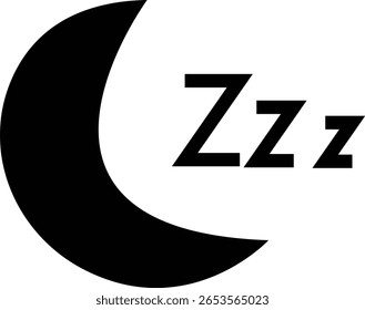Ícone noturno, vistas: lua fora, céu estrelado, luzes distantes, sono. Descanse, cama, travesseiro, silhueta do pictograma, não perturbe o estado de silêncio lua crescente com símbolo glifo imagem clipart