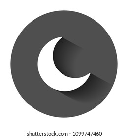 Nighttime moon vector icon in flat style. Lunar night illustration with long shadow. Moon business concept.