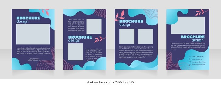 Nighttime skin care routine blank brochure design. Template set with copy space for text. Premade corporate reports collection. Editable 4 paper pages