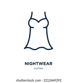 Nachtkleidungssymbol aus der Kleidersammlung. Dünne lineare Nacht- und Kleidung, Modekontursymbol einzeln auf weißem Hintergrund. Line Vektor-Nacht-Zeichen, Symbol für Web und Mobile