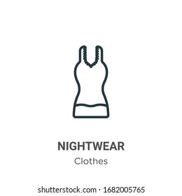 Icono vectorial de contorno de ropa nocturna. Icono de ropa de noche negra de línea delgada, vectorial plano ilustración de elemento simple de ropa editable concepto de trazo aislado en fondo blanco