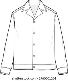 Nightwear shirt style for men flat sketch illustration  men's fashion mockup