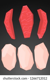 Nigiri 3d set - low polygonal cartoon style minimal slice of squad and tuna. Can be used as design menu restaurant delivery, flyer, web background