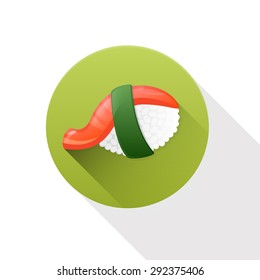 Nigiri flat icon on white background with long shadow.