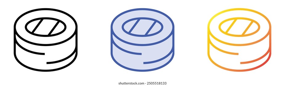 nigiri icon. Linear, Blue Fill and Gradient Style Design Isolated On White Background