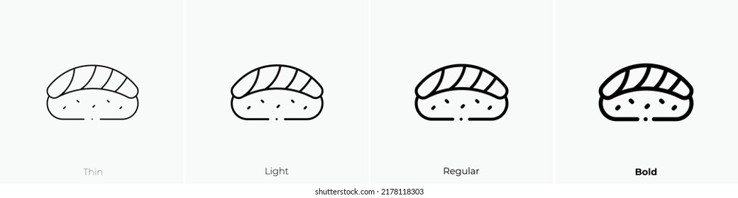 nigiri icon. Thin, Light Regular And Bold style design isolated on white background