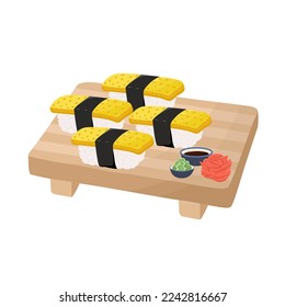 El equipo de Nigiri. Sushi vectorial. Icono de comida de entrega. Cocina tradicional china, coreana y japonesa.