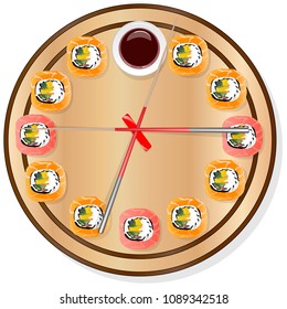 Nigiri Sush seti illustration isolated. Top view.