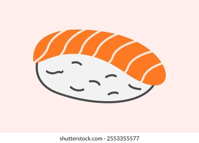 Prazer em sushi Nigiri. Prato japonês com arroz e salmão cru peixe vetor Ilustração