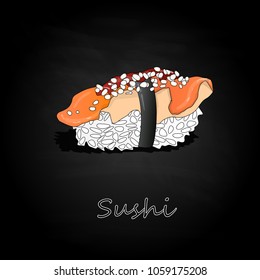 Nigiri Sushi illustration on dark background isolated